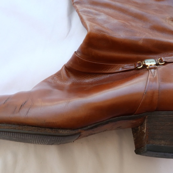 Salvatore Ferragamo Vintage Brown Leather Riding Boots Zip Sz 6B - Picture 12 of 15